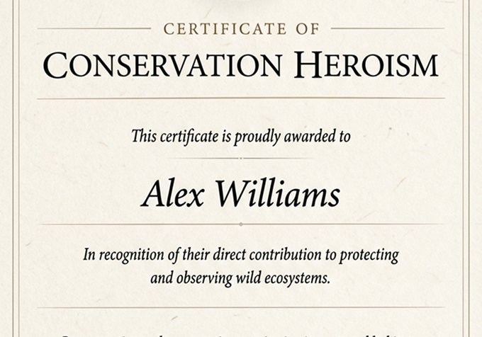 Conservation Hero Certificate